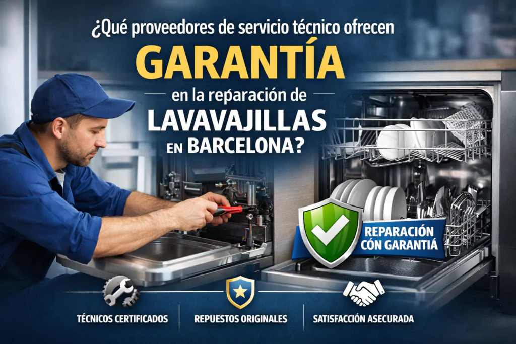 qué proveedores de servicio técnico ofrecen garantía en la reparación de lavavajillas barcelona
